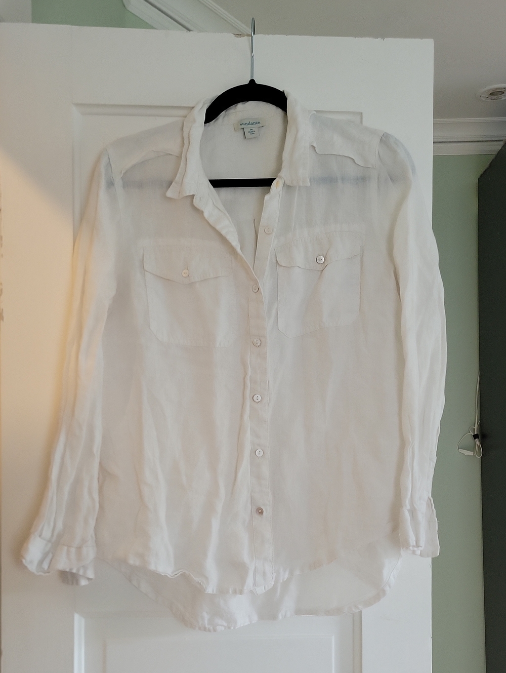 Sundance White Linen Button-Down Shirt  - M